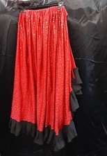 Skirt Belly Dance Renn Fest Flamenco Red Sequin Black Ruffle Split Uniquely Made