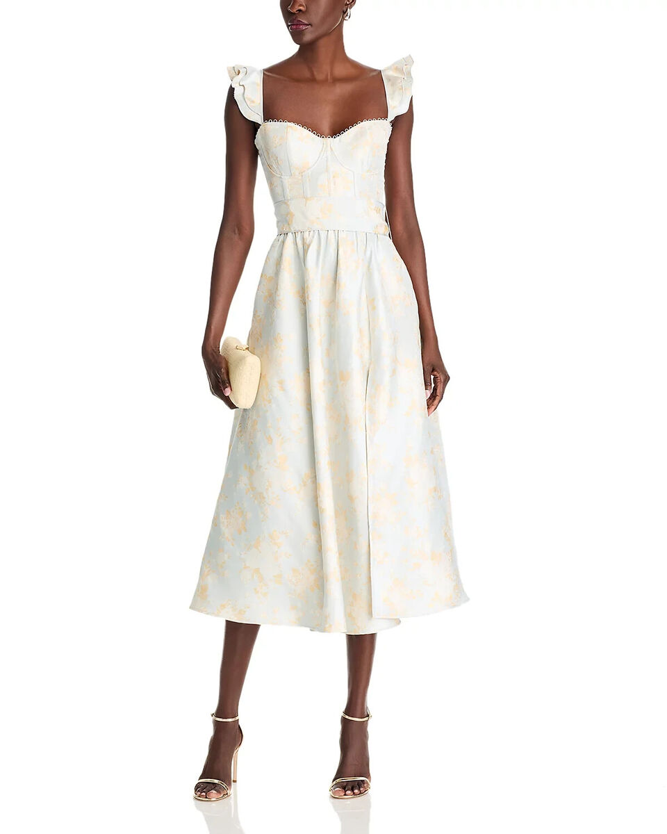 V. Chapman Vera Jacquard Corset Midi Dress Size:10 $525 NWT V. Chapman Vera Jacquard Corset Midi Dress Size:10 $525 NWT