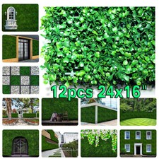 12pcs 24 16" Artificial Plant Foliage Hedge Grass Mat Greenery Wall Fence Panel