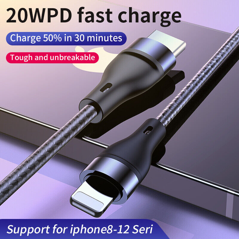 20W PD 8Pin to Type C Cable online shop Charger Fast Braided Nylon online shop Charging
