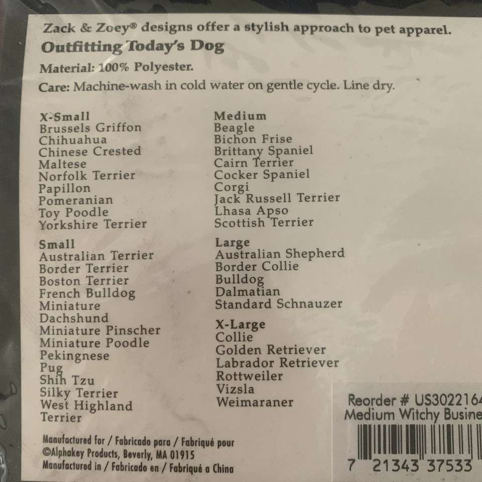 Disfraz de perro de Halloween de negocios bruja Zack & Zoey XS-XL Foto 4 de 4