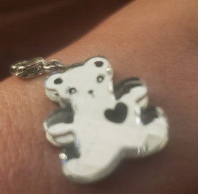 SWAROVSKI DISNEY TEDDY BEAR PENDANT SILVER WHITE CRYSTAL NEW SHIPPING FREE