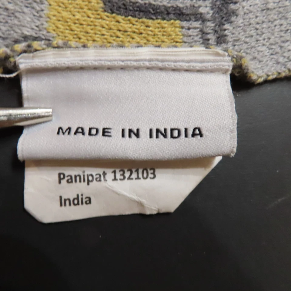 Kanodia BABY BLANKET Construction Crane Security Gray Yellow Knit Throw Cotton Foto 3 de 4