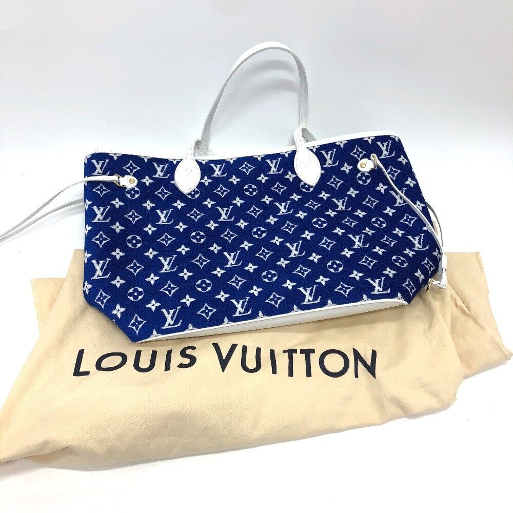 LOUIS VUITTON M46220 Monogram jacquard Neverfull MM Shoulder Tote Bag blue