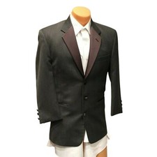 Chaps Ralph Lauren 40L GRAY Tuxedo Jacket MISSING BUTTONS Wedding Prom Costume