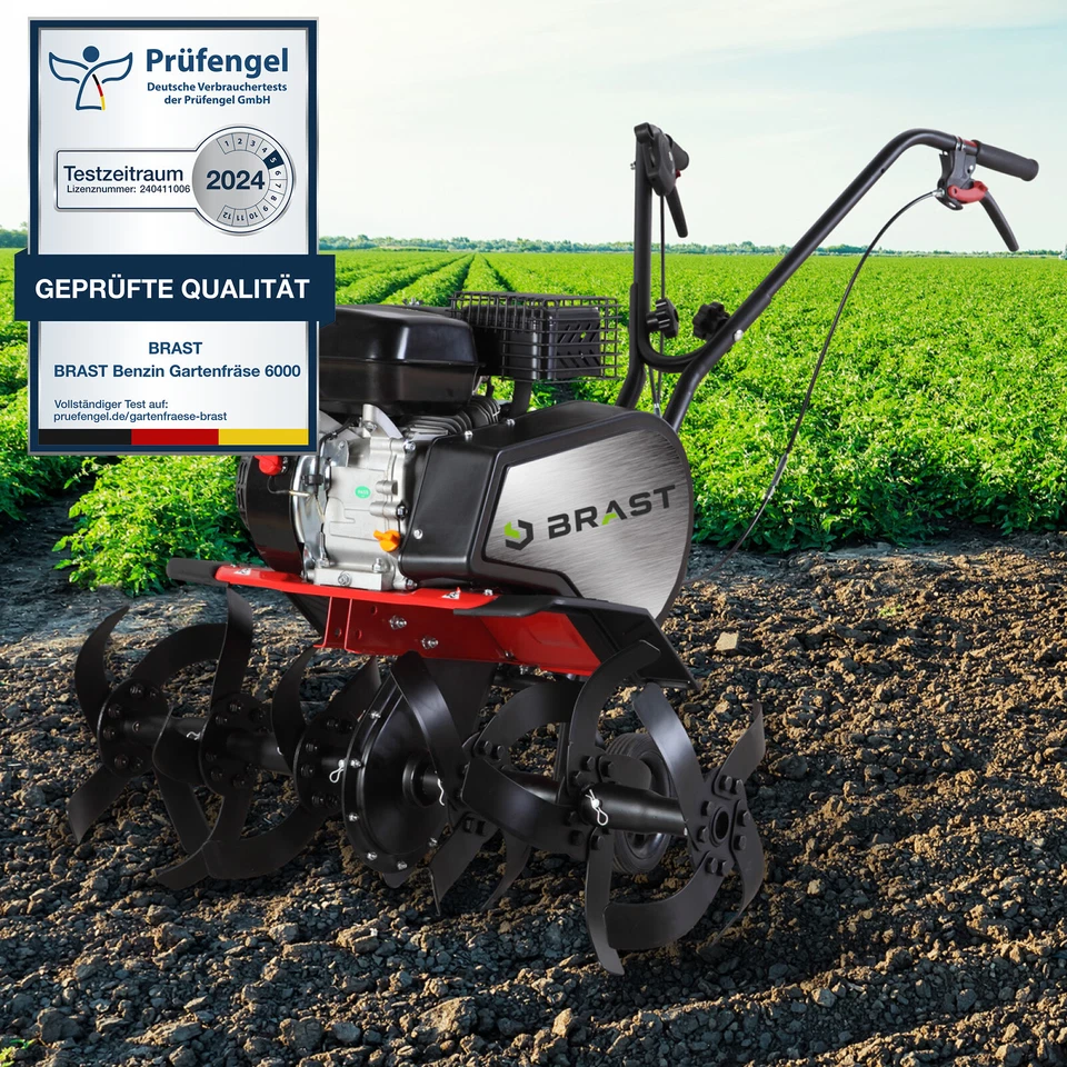 BRAST Motorhacke Benzin Ackerfräse 5,15kW (7PS) Gartenfräse Bodenfräse AF6000