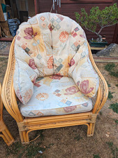 3-Piece Rattan Lounge Set: Loveseat, 2 Armchairs & Cushions Beige/Brown