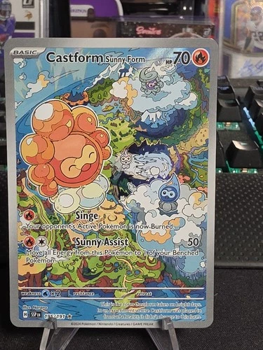 Castform Sunny Form - 195/191 Holofoil SV08: Surging Sparks Illustration Rare