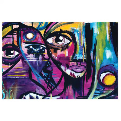 Abstract Art Faces by Sarah Wahl 1-Piece Unframed Canvas Drawing Print Abstract