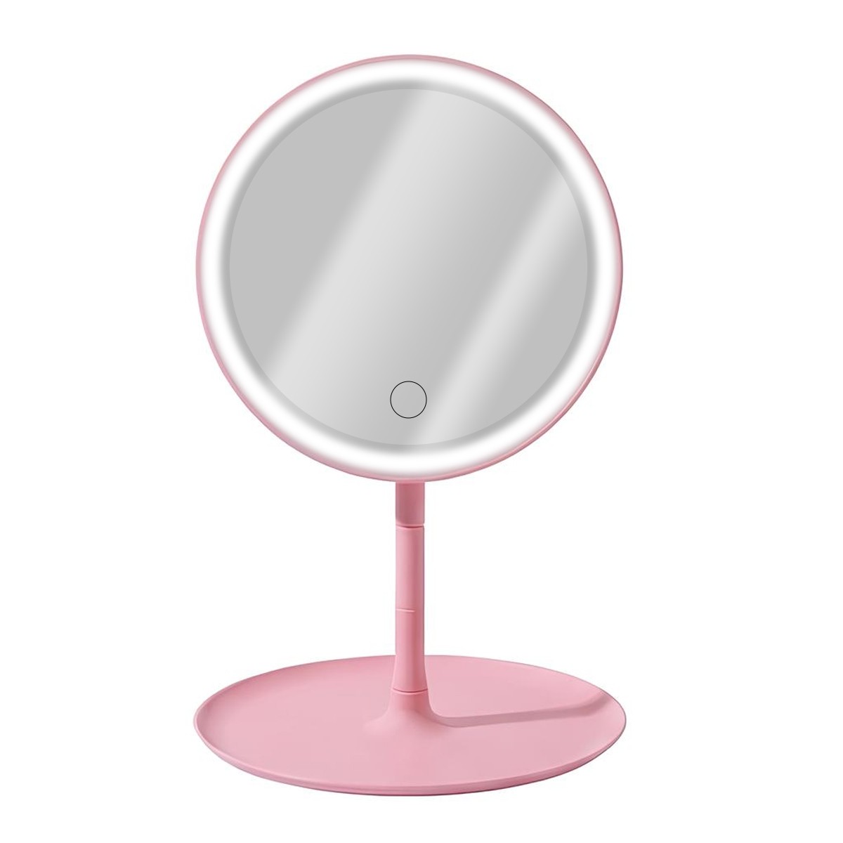 Miroir de maquillage rond LED rose avec commande tactile frontale - 4