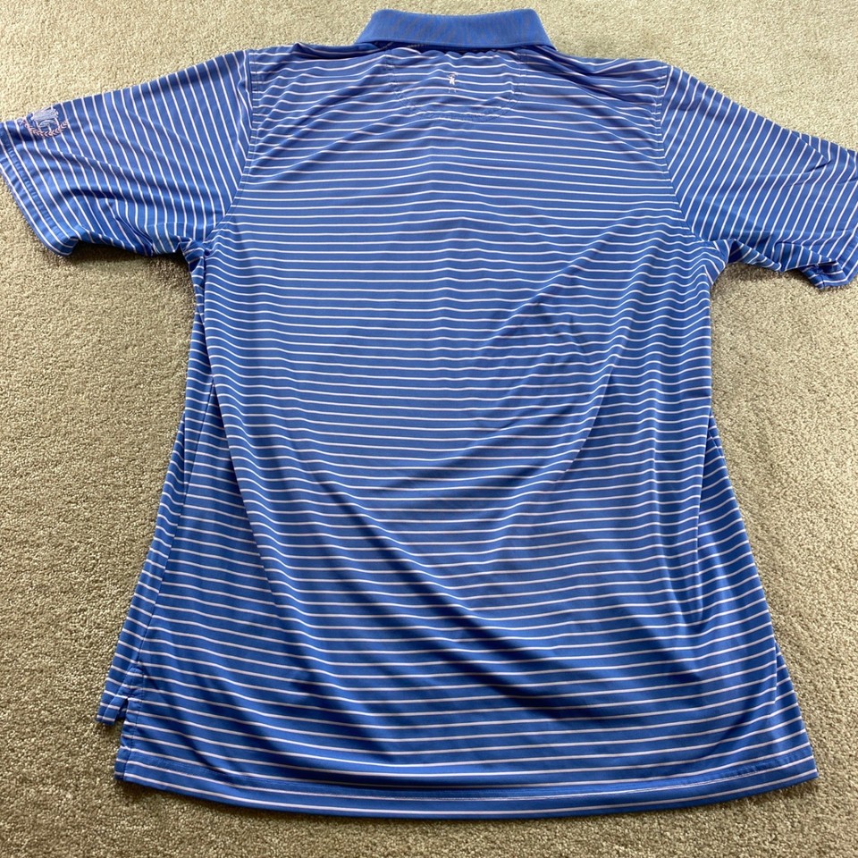F&G Tech Polo Shirt Mens XL Blue Striped Short Sleeve Golf Performance ...