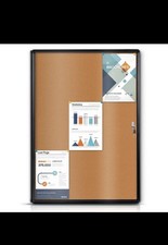 Enclosed Bulletin Board Cork Board 38x28 in,Lockable Wall Display Case with L...