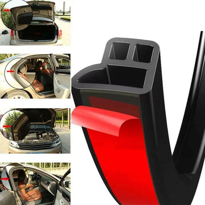 Tira de sellado de goma para puerta de automóvil de 32,8 pies doble capa moldura de eliminación de clima automotriz Foto 2 de 4