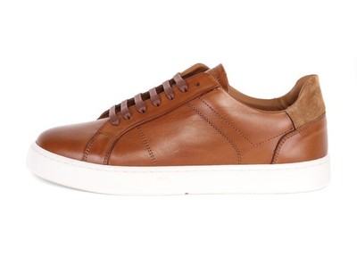 NWT BRUNO MAGLI SNEAKERS Martino cognac genuine calfskin Italy luxury usa 9.5