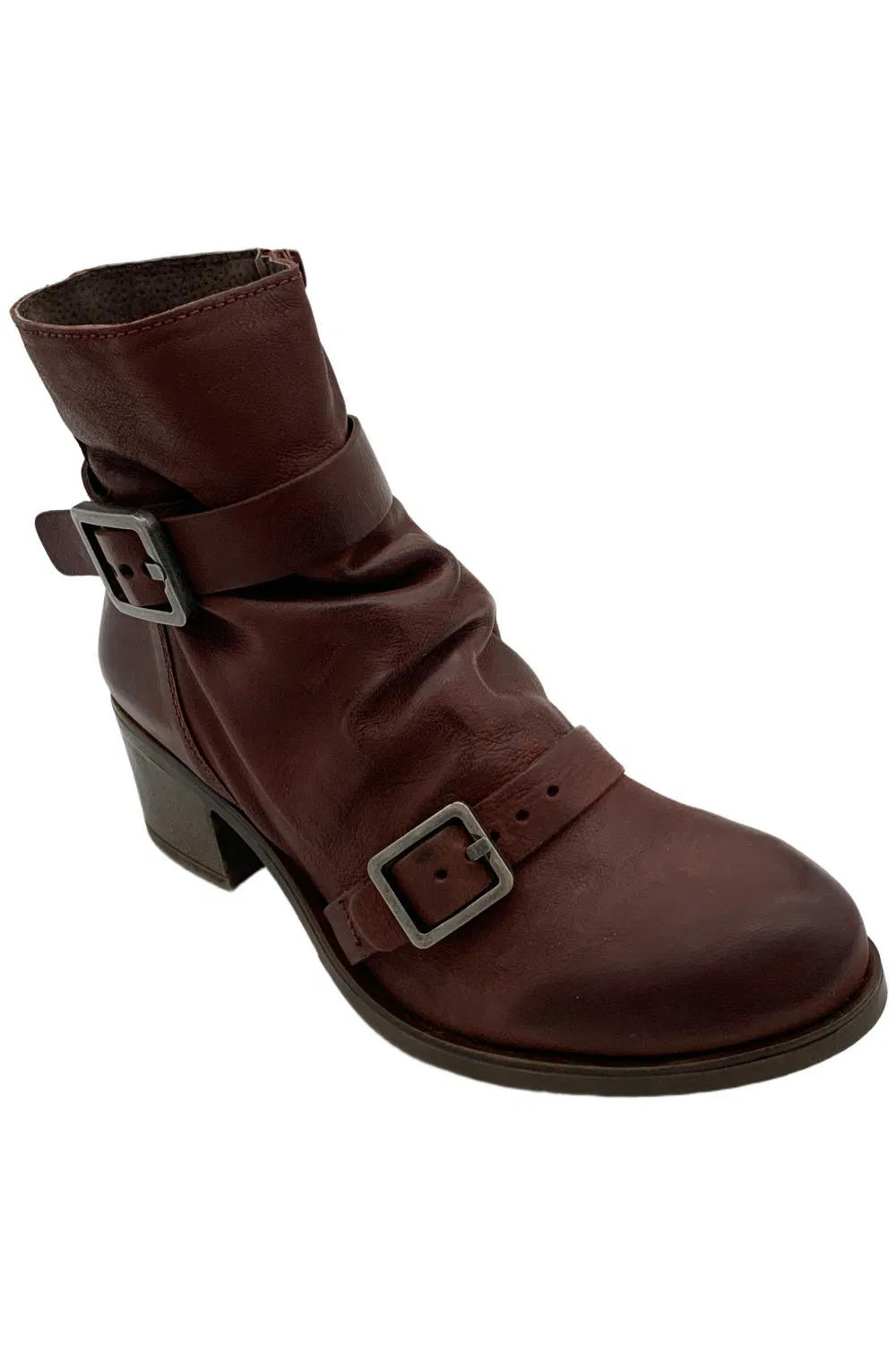 Miz Mooz x Jane - Courtney Womens Leather Heeled Mid Boots Wine 13690₽