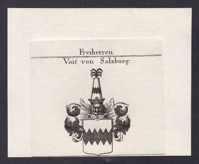 1820 Voit von Salzburg Franken Wappen coat of arms Kupferstich antique print
