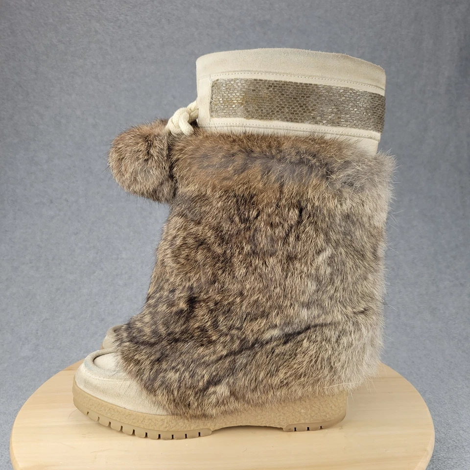 Botas Coach Maryann Beige Piel de Conejo Talla 6 B Hechas en Italia Foto 2 de 4