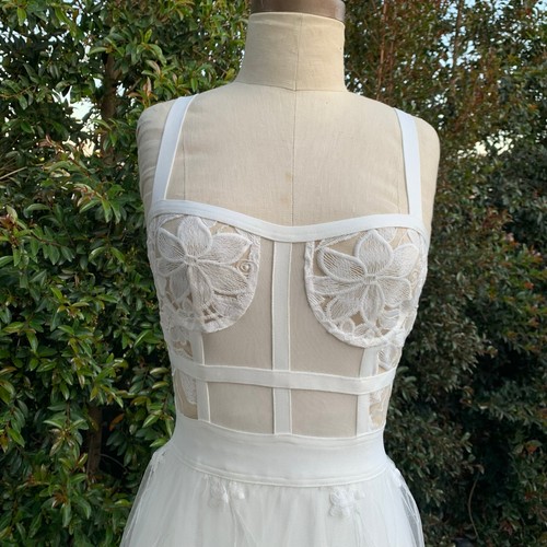 White Sheer Floral Lace Slip Dress Maxi - Picture 2 of 10