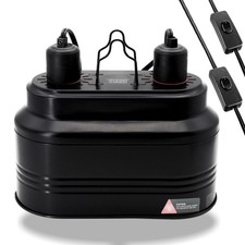 Dual Reptile Lamp Fixture with Independent Switches, UVB  Basking Bulb Holde...