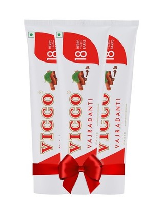 3 X Vicco Vajradanti Toothpaste | Ayurvedic Herbal Toothpaste | 100gm Each