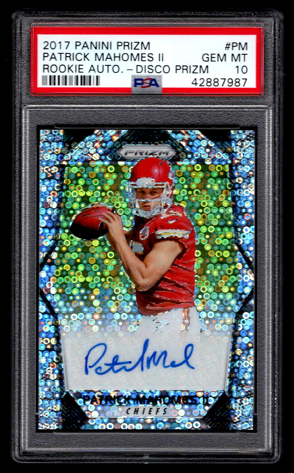 PATRICK MAHOMES PSA 10 GEM MINT 2017 PANINI PRIZM ROOKIE DISCO SSP AUTOGRAPH