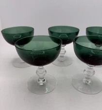 Vintage Tiffin Franciscan Killarney Green Sherbet Champagne Glasses - Set of 6