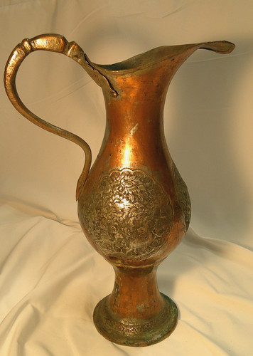 Indo-Persian Copper Antique Pitcher 18th/19th Century/14in Tall