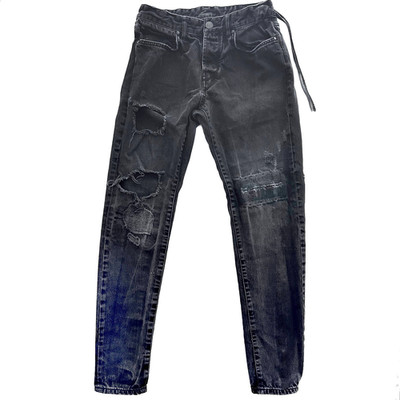 KITH Varick Denim Jeans 30x31 Black Slim Tapered Distressed Pants Button Fly