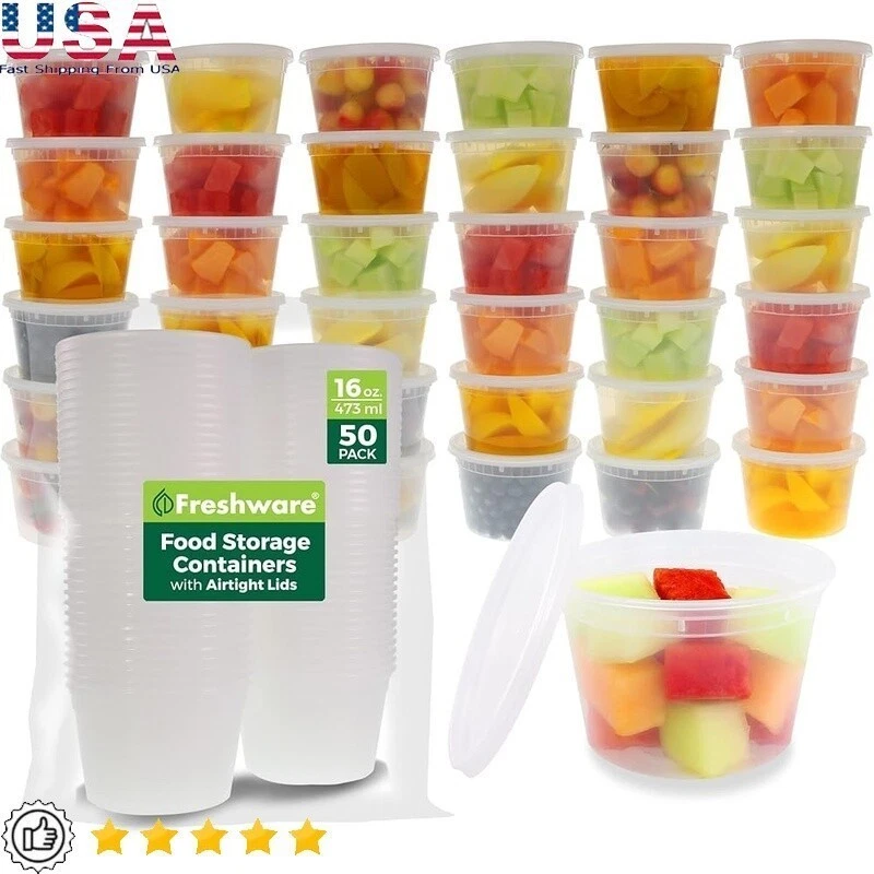 Leakproof Food Storage Containers 50 Set Plastic Deli Meal Prep BPA Free New