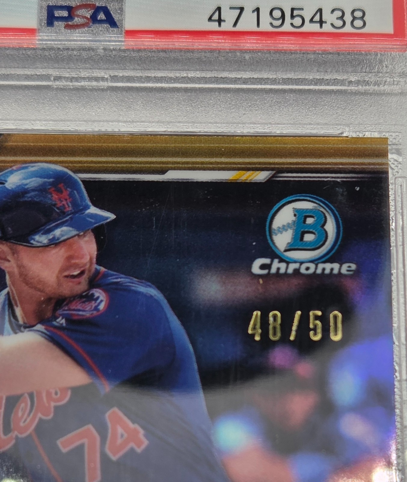 2019 Bowman Chrome GOLD REFRACTOR ~ PETE ALONSO RC Card /50 PSA 10 GEM MINT Pop6 view 2