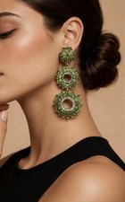 Handmade Emerald Style Dangle Earrings – Unique Artisan Jewellery