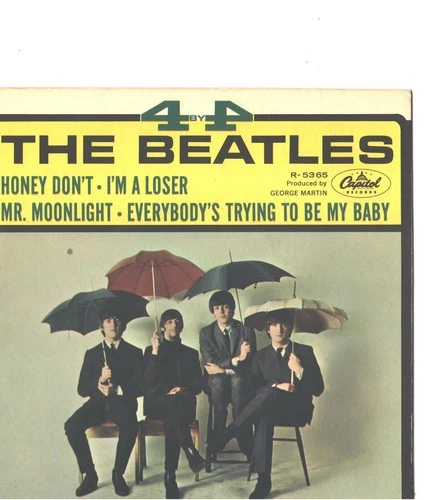 BEATLES-4-SONG HARD COVER  PICTURE SLEEVE + 45--(4 BY 4)--PS--PIC--SLV