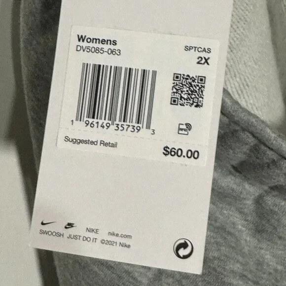 Nike Womens Gray Standard Fit Mid Rise Fleece Tapered Jogger Pants Size 2X NWT thumbnail 4