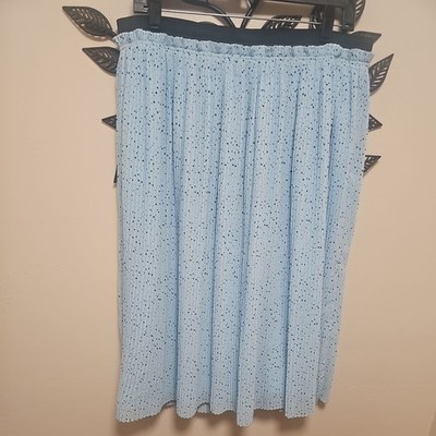 Torrid Elastic Waist Blue Star Printed Chiffon Pleated Midi Skirt Size 0