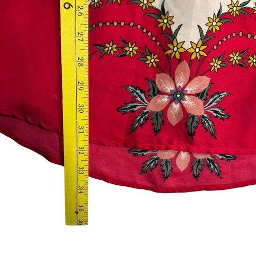 Vestido FARM Rio Floral Espalda Abierta Rojo Crema Talla Pequeña Boho Playa Vacaciones Crucero - Imagen 2 de 7