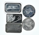 Lot 5 VINTAGE 1 Oz Silver Bars/Rounds Art Bars Collection Poured .999 *456