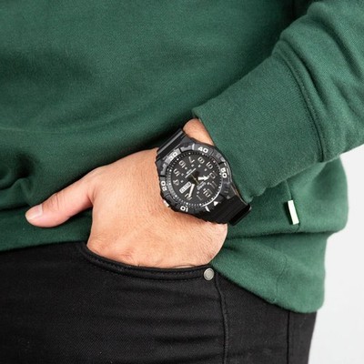 Casio MRW-210H Mens Watch 50mm Black Dial Tan Resin Strap Day Date 100M Casio MRW-210H Watch Men Resin Black Dial Day Date 51mm  main image 3