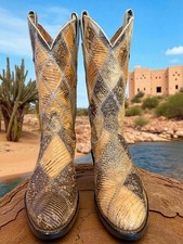 Tony Lama GOLD LABEL VINTAGE Patchwork Lizard 47141 Size 7-B 818-8921