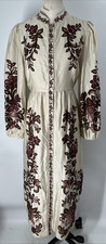 FARM Rio Women's Long Puffed Sleeve Renata Floral Sand Midi Dress Size Small