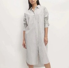 Everlane Pinstripe Button Down Shirt Dress Size XXS Long Sleeve 100% cotton