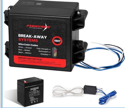 #ad FIERYRED LED Test Trailer Brakes Breakaway Kit with Battery and Switch Side ... $49.99