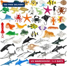 54 Pack Assorted Mini Vinyl Plastic Ocean Sea Animal Figures Toy Set, Realistic