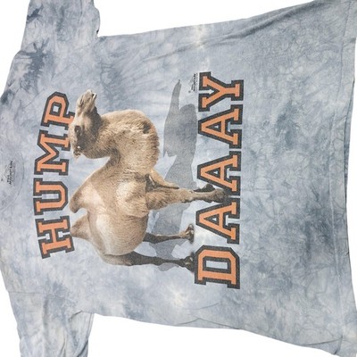 The Mountain Shirt Mens Large Gray Hump Daaay Camel Graphic Tee Tie Dye Funny