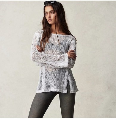 Free People On The Road Twisted Lace Top Size Small Women's Ivory