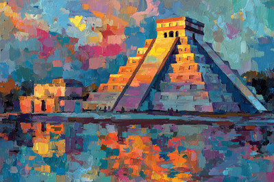 Chichen Itza Mexico 36x24 Giclée Art Print Ltd 1/25 Signed COA Rombley H3