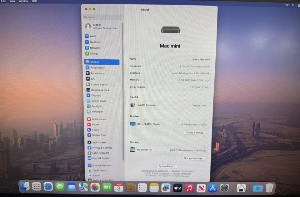 Apple Mac Mini A1993 2018 Intel Core i5 16GB RAM 512GB SSD Space Gray *READ* - Image 4 of 4