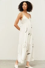  Wisp print satin smocked top spaghetti strap slip dress by GRADE & Gather Small