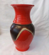 Fantastico Raro Grande Vaso Jasba, Rosso, Marrone + Giallo, Altezza circa 30 cm