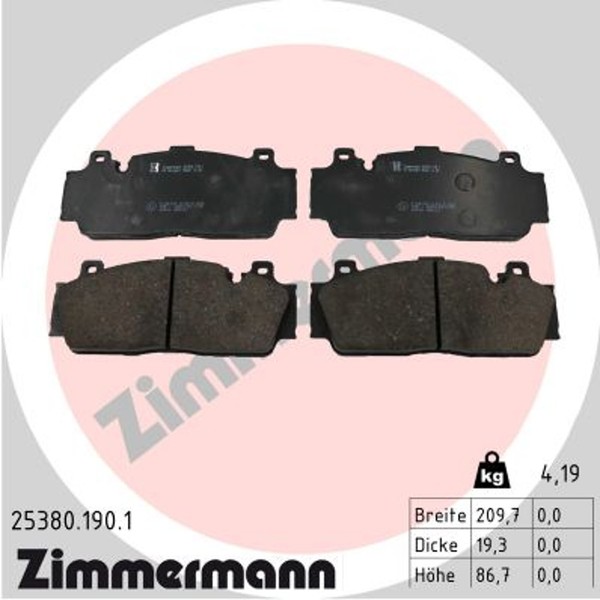 Bremsbelagsatz Scheibenbremse Zimmermann 25380.190.1 FüR BMW 6Er F06 F13 F12 5Er-image