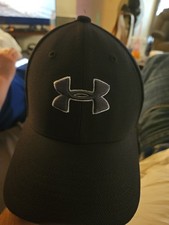 Under Armour Kids Youth Baseball Cap Hat Fitted Black Logo Small Flex Fit